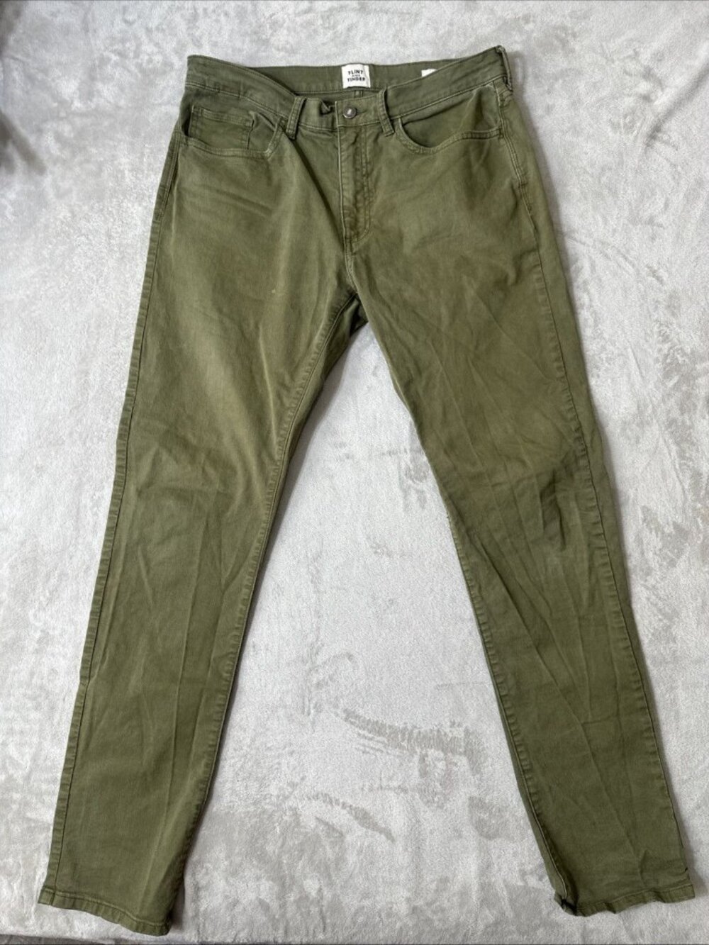 Flint and tinder slim fit olive green stretch jeans pants men’s 32x32
